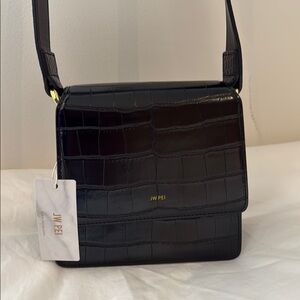 JW PEI Black Croc-Embossed Women's Bag